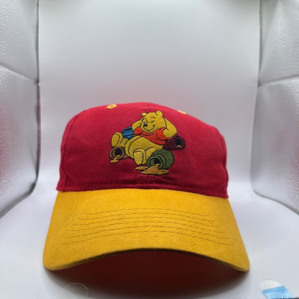 Disney Winnie the Pooh Hat Adult OSFM Red Yellow Walt Disney World Snapback Cap